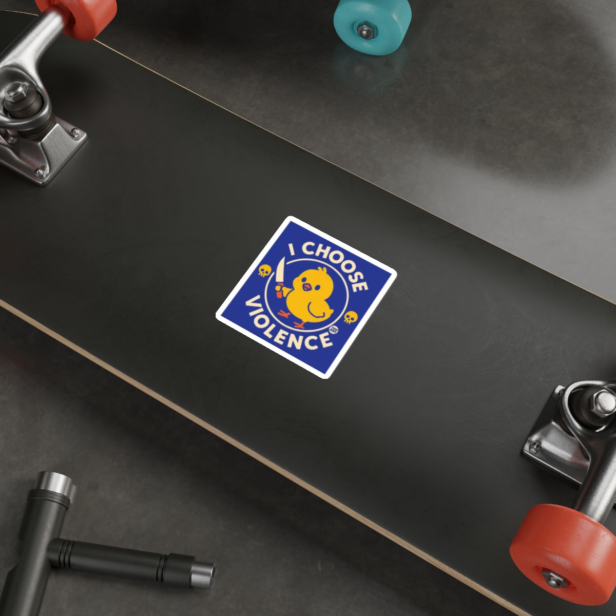 I Choose Violence Yellow Duck Sticker for Skateboard