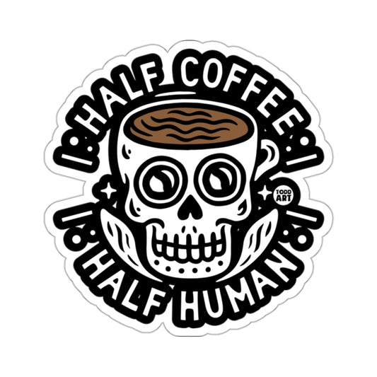Half Coffee Half Human Skull Art Sticker