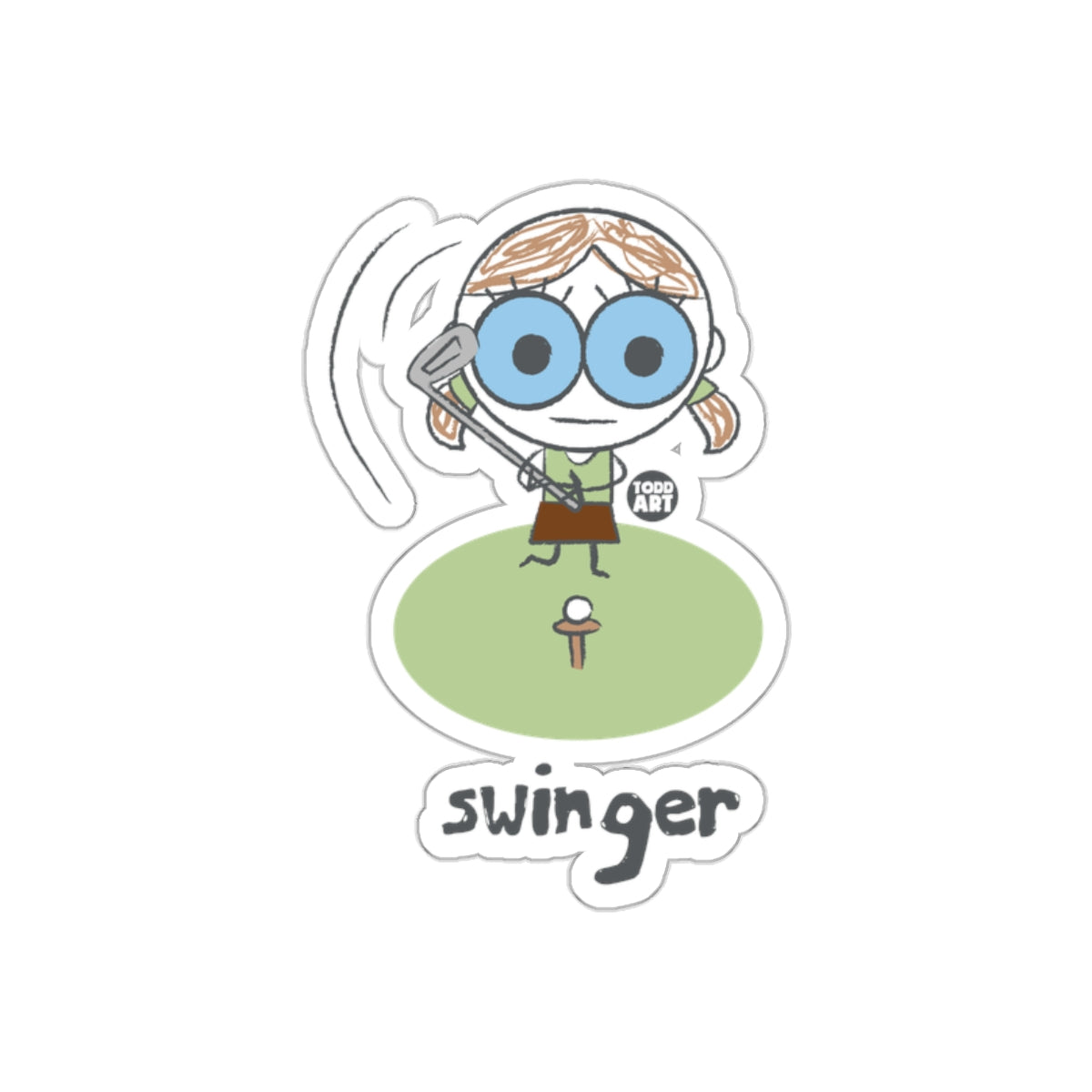Funny Cartoon Golfer With Swinger Text Sticker