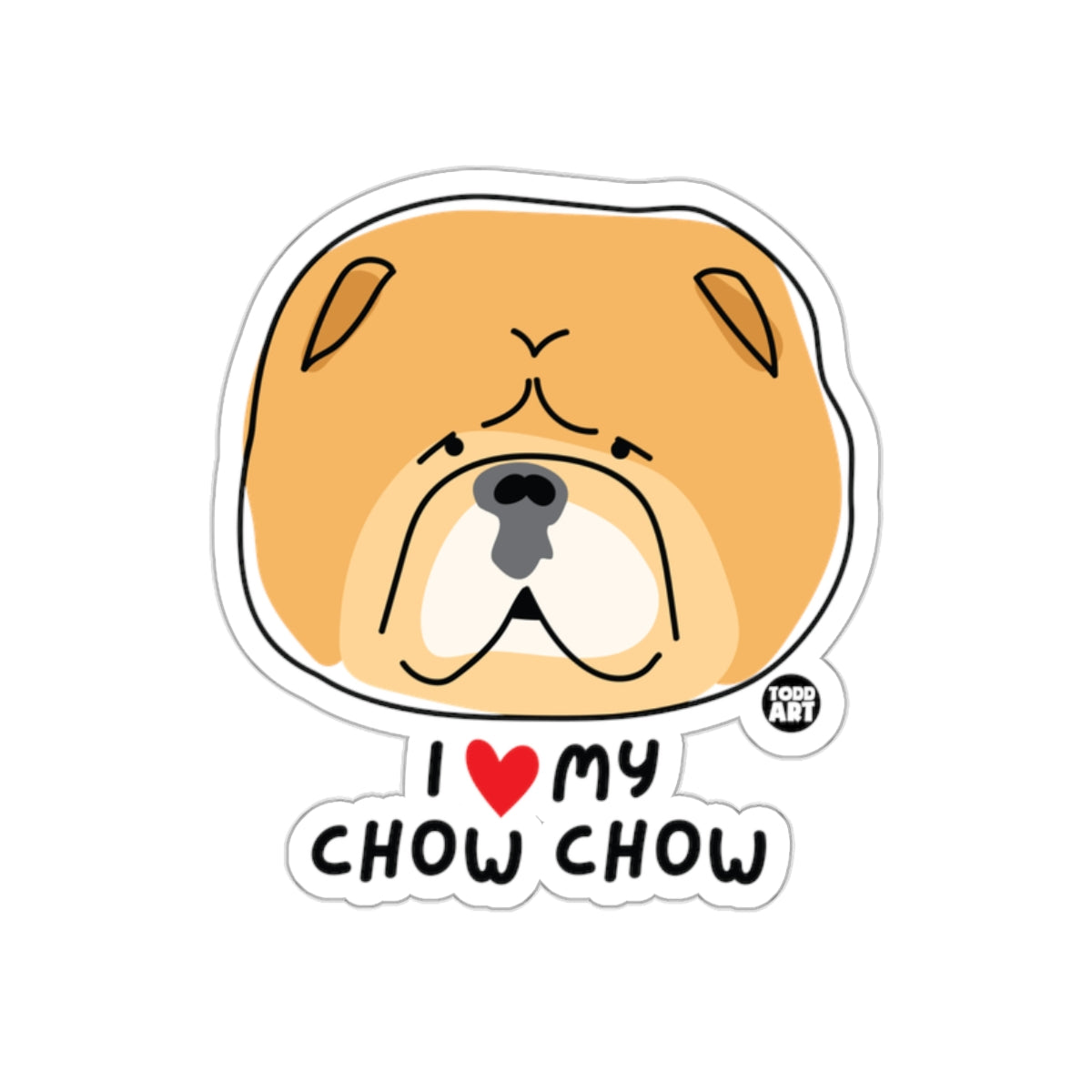 I Love My Chow Chow Cute Dog Illustration Sticker