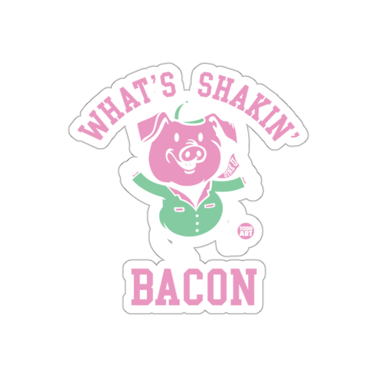 What's Shakin' Bacon Pig with Jacket Funny Pink sticker