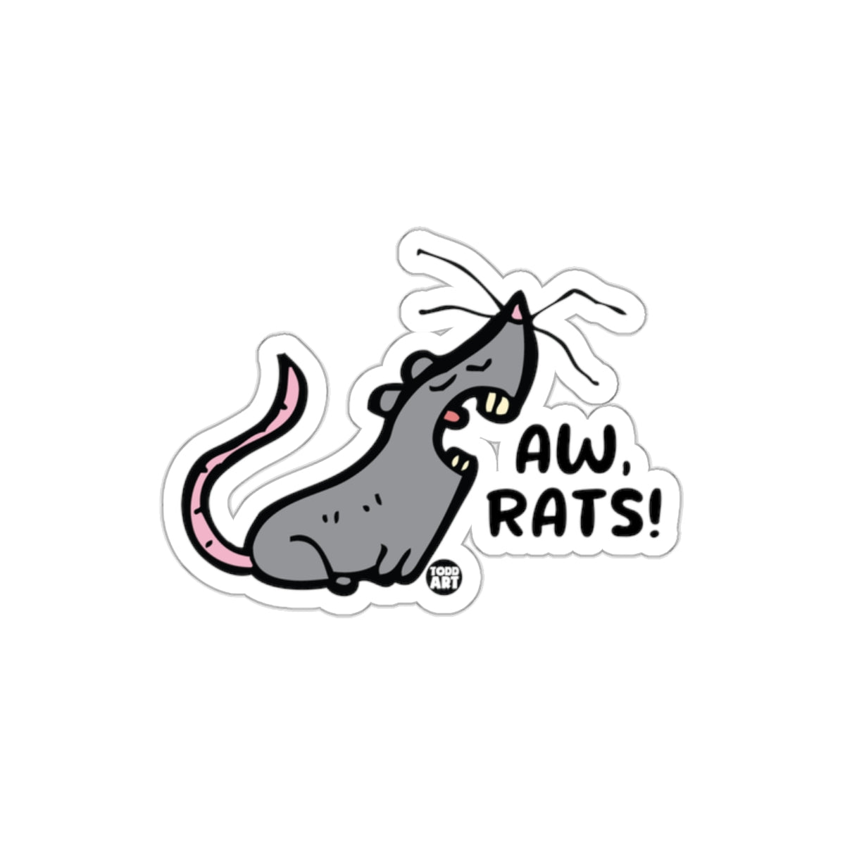 Aw Rats Sticker with Cartoon Rat and Bold Text
