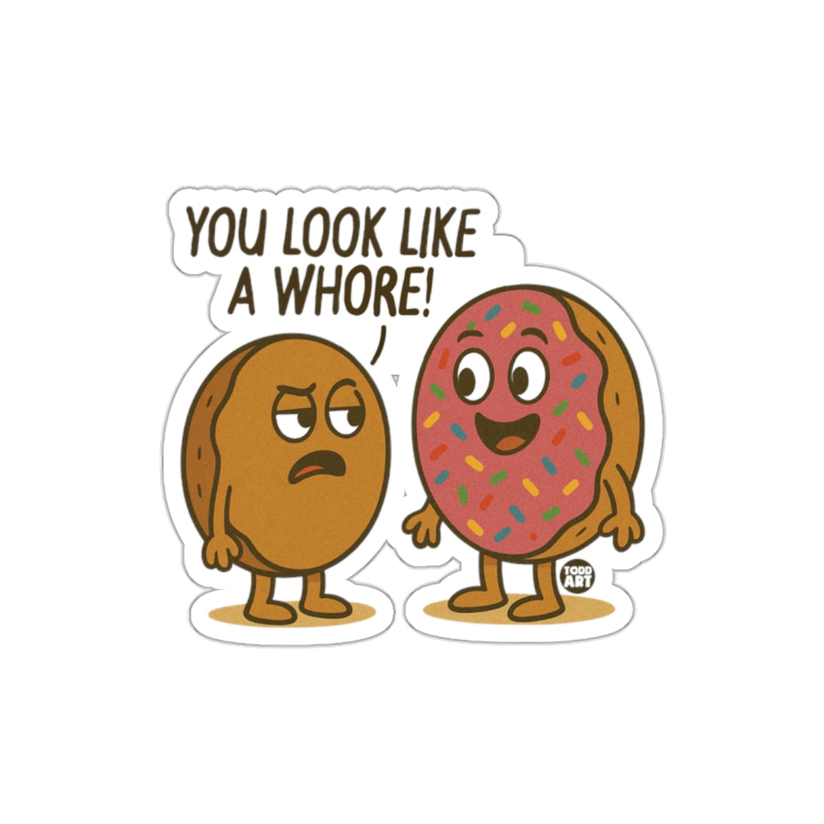 Funny Sticker with Cute Doughnut Characters Design