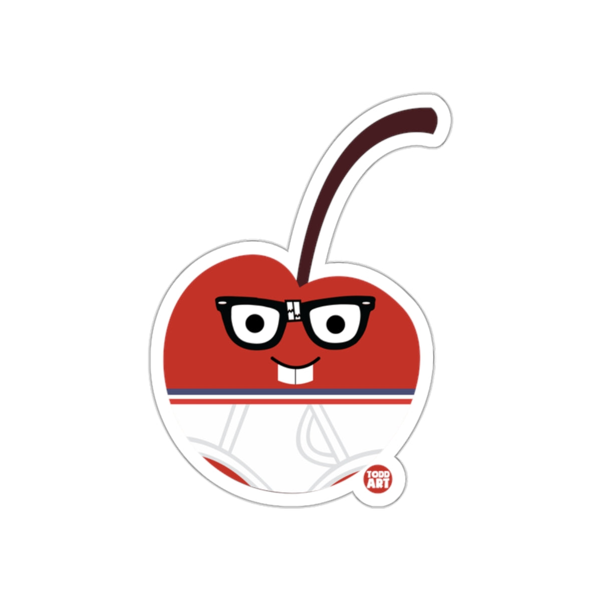 Cute Cartoon Cherry Character with Glasses Sticker