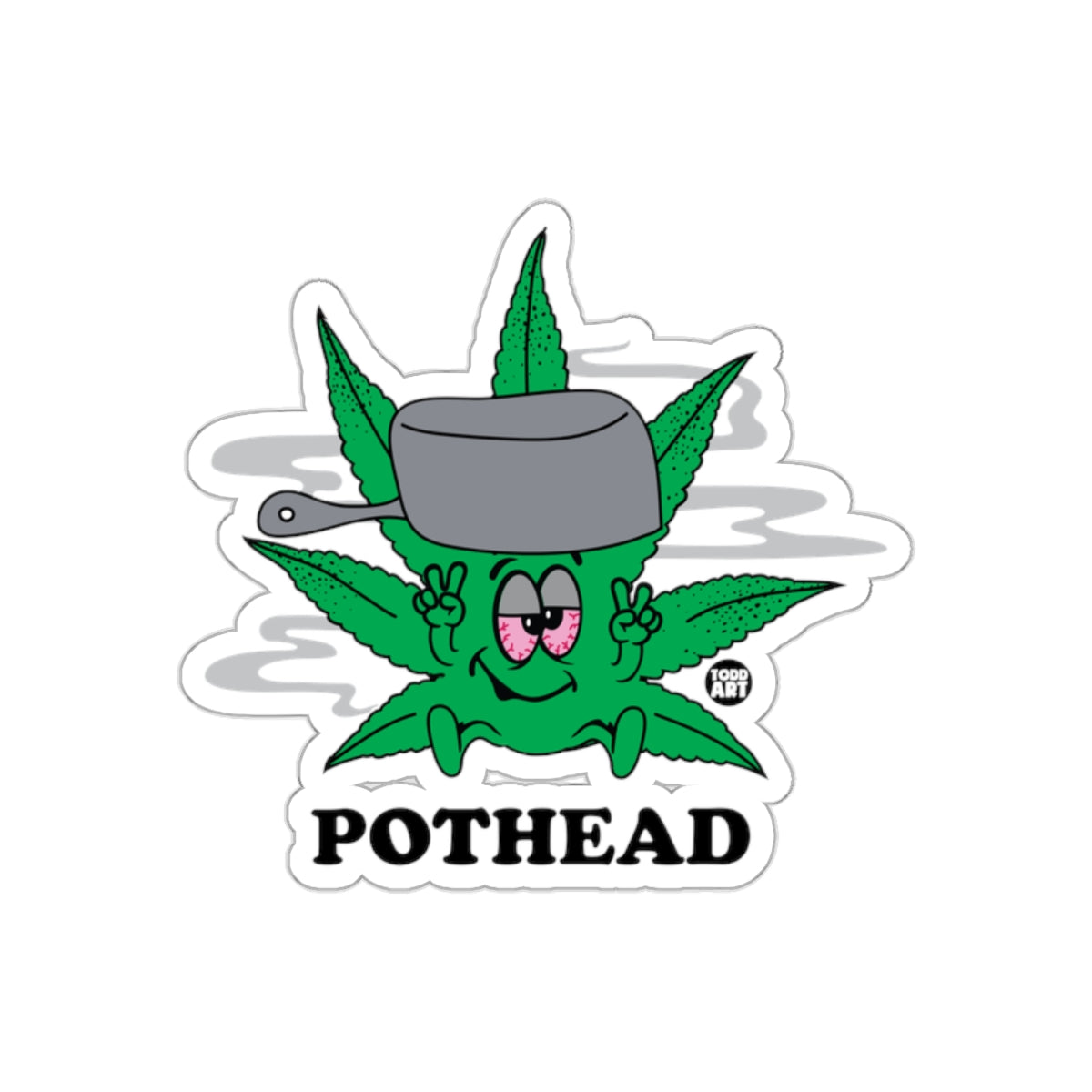 Cute Pothead Cannabis Leaf with Cooking Pot Sticker