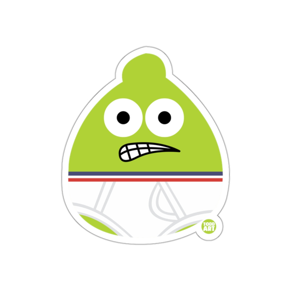 Green Comical Face with Expression Sticker