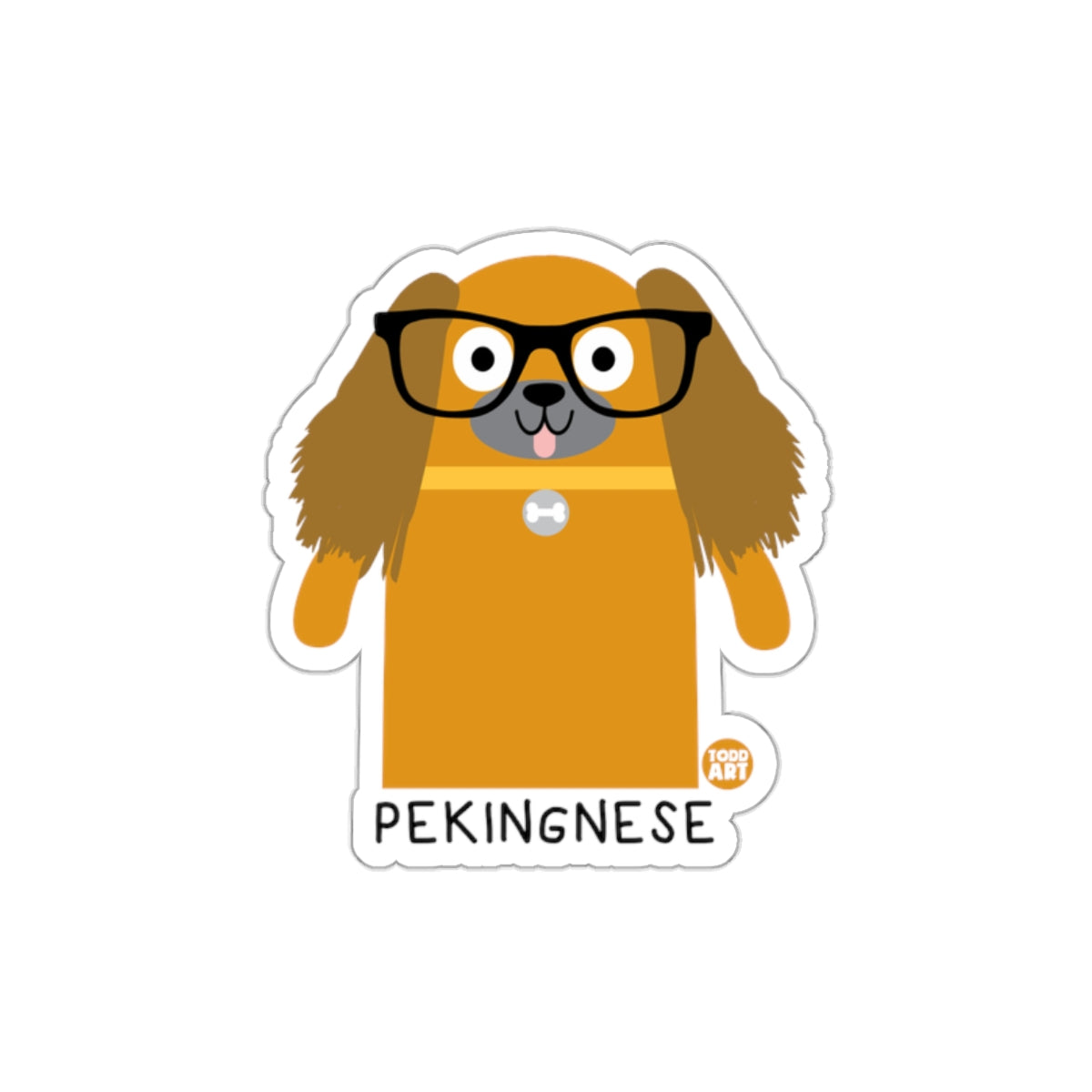 Cute Pekingnese Dog with Glasses Sticker for Pet Lovers