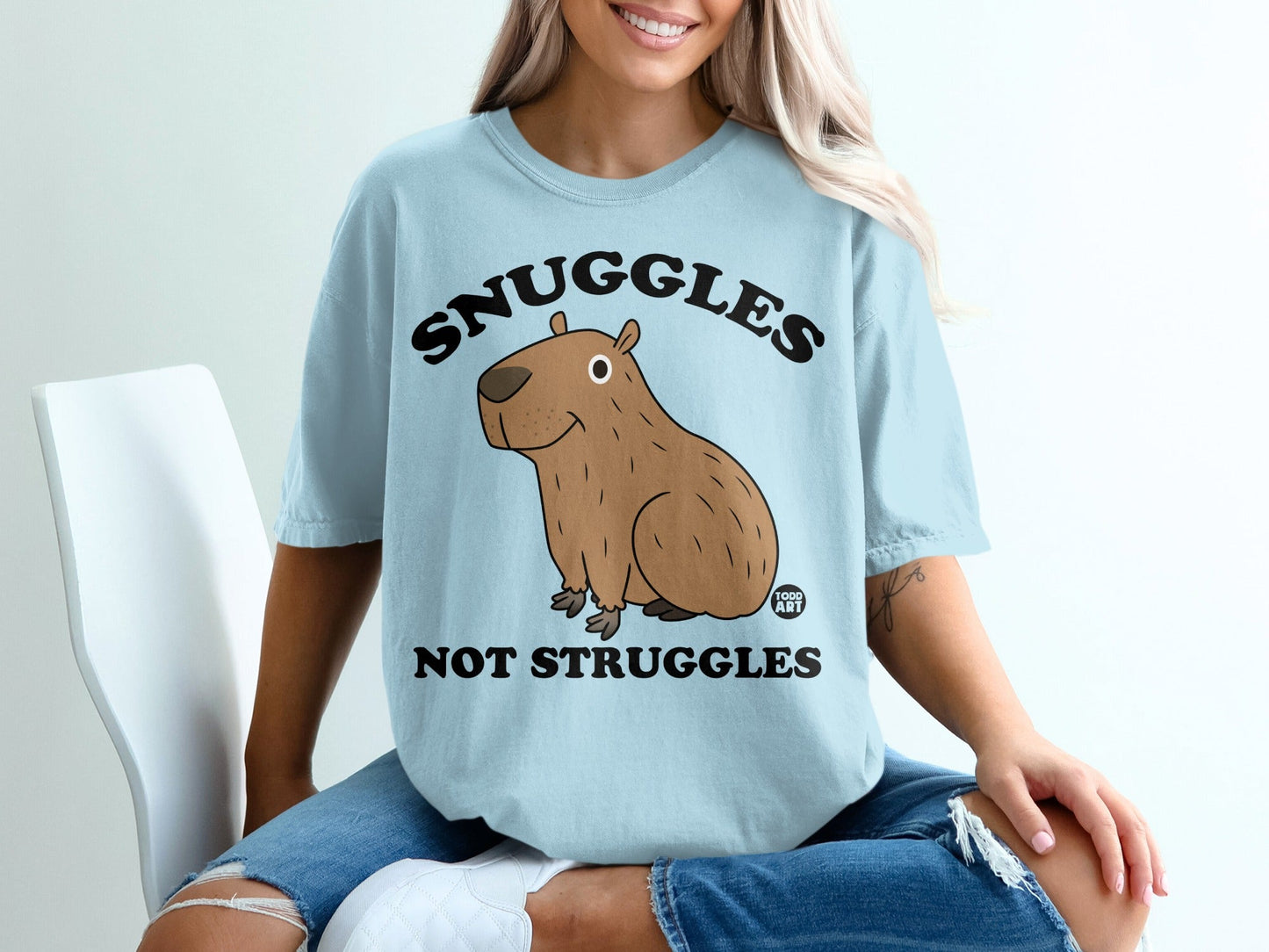 Snuggles Not Struggles Cute Capybara Graphic T-shirt