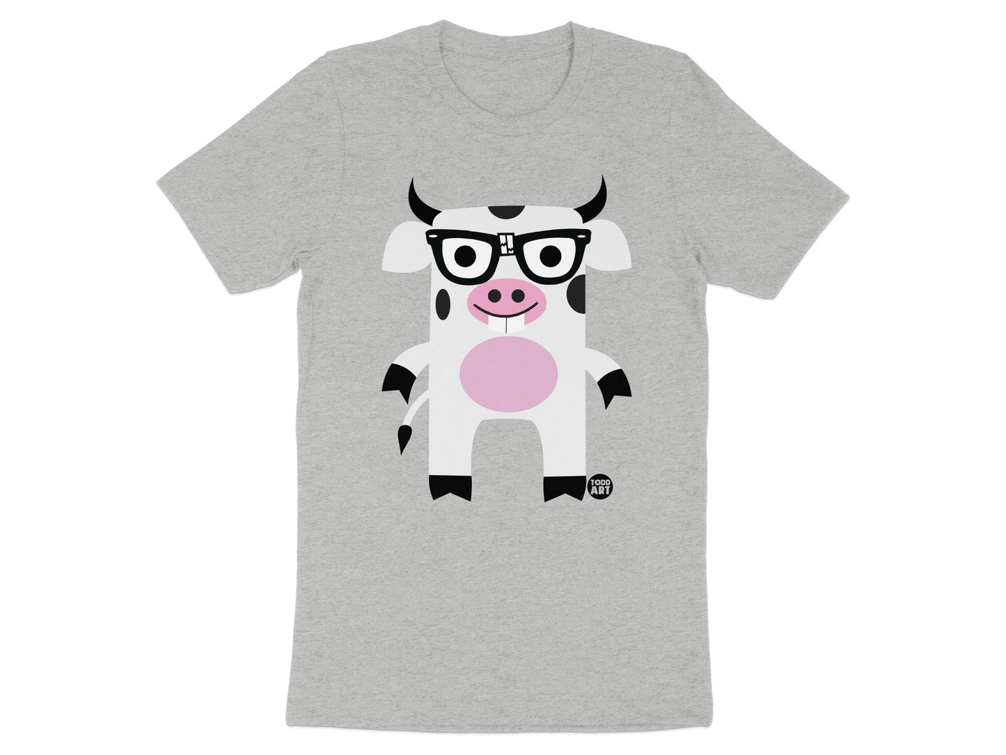 Cute Cow Wearing Glasses Graphic T-Shirt