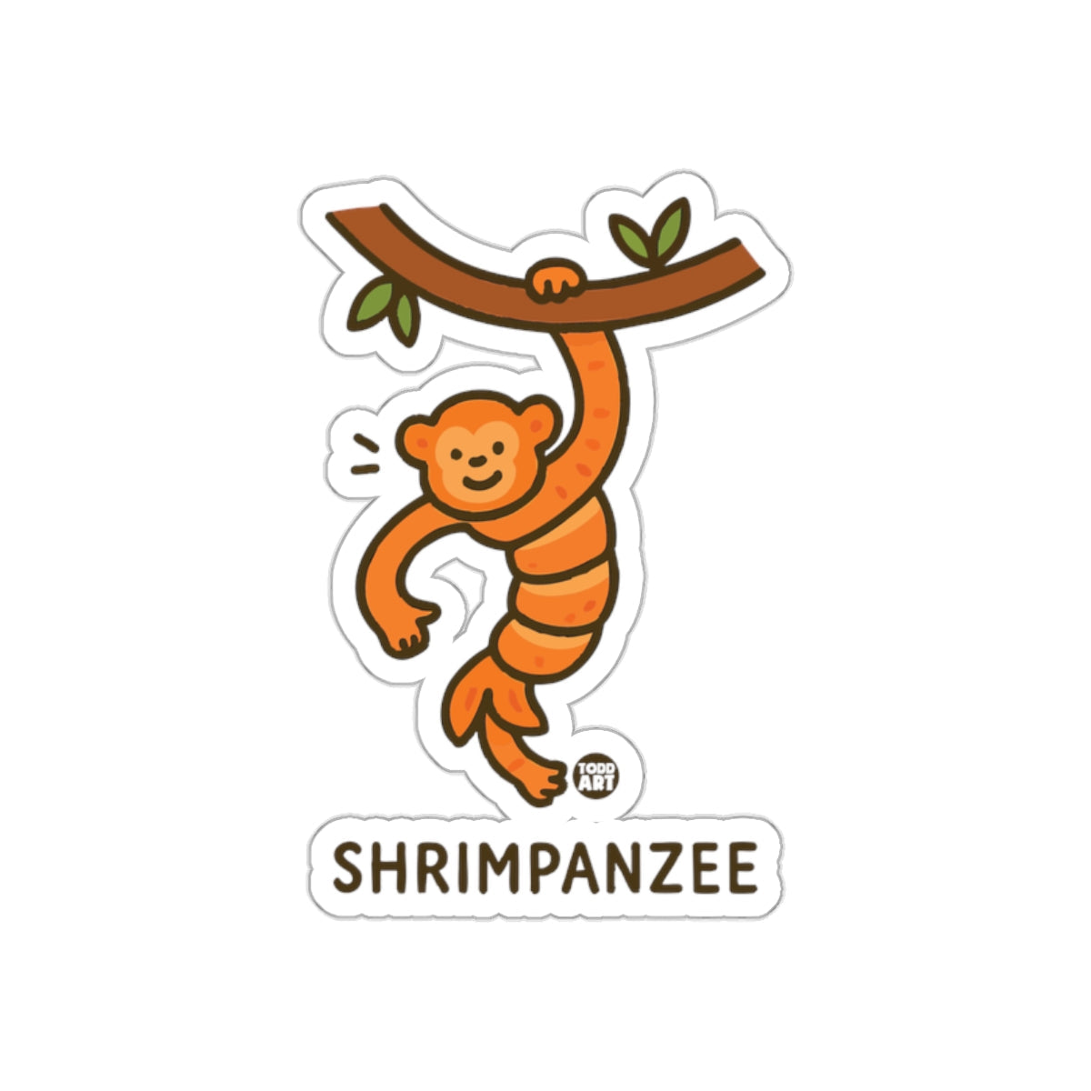 Shrimpanzee Monkey Hanging From Branch Sticker