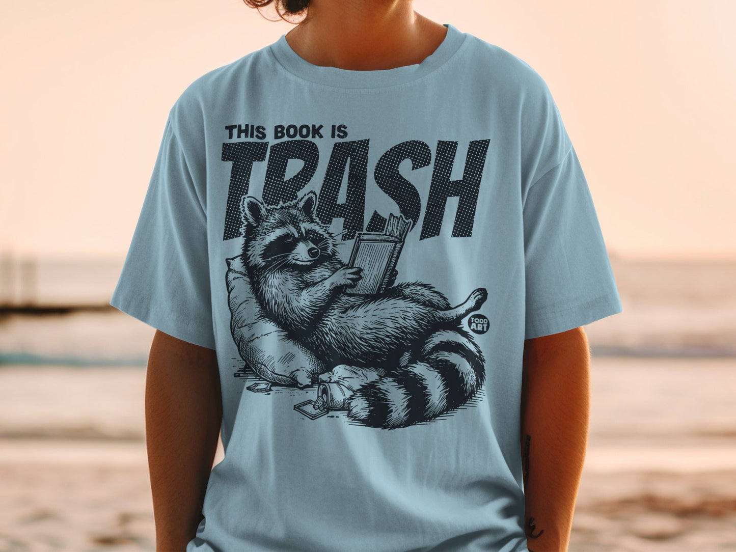 Funny Raccoon Reading This Book Is Trash Shirt