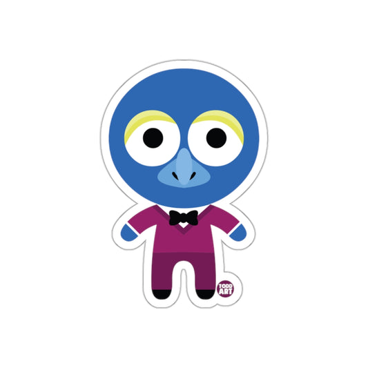 Cute Blue Character Sticker with Bow Tie Design