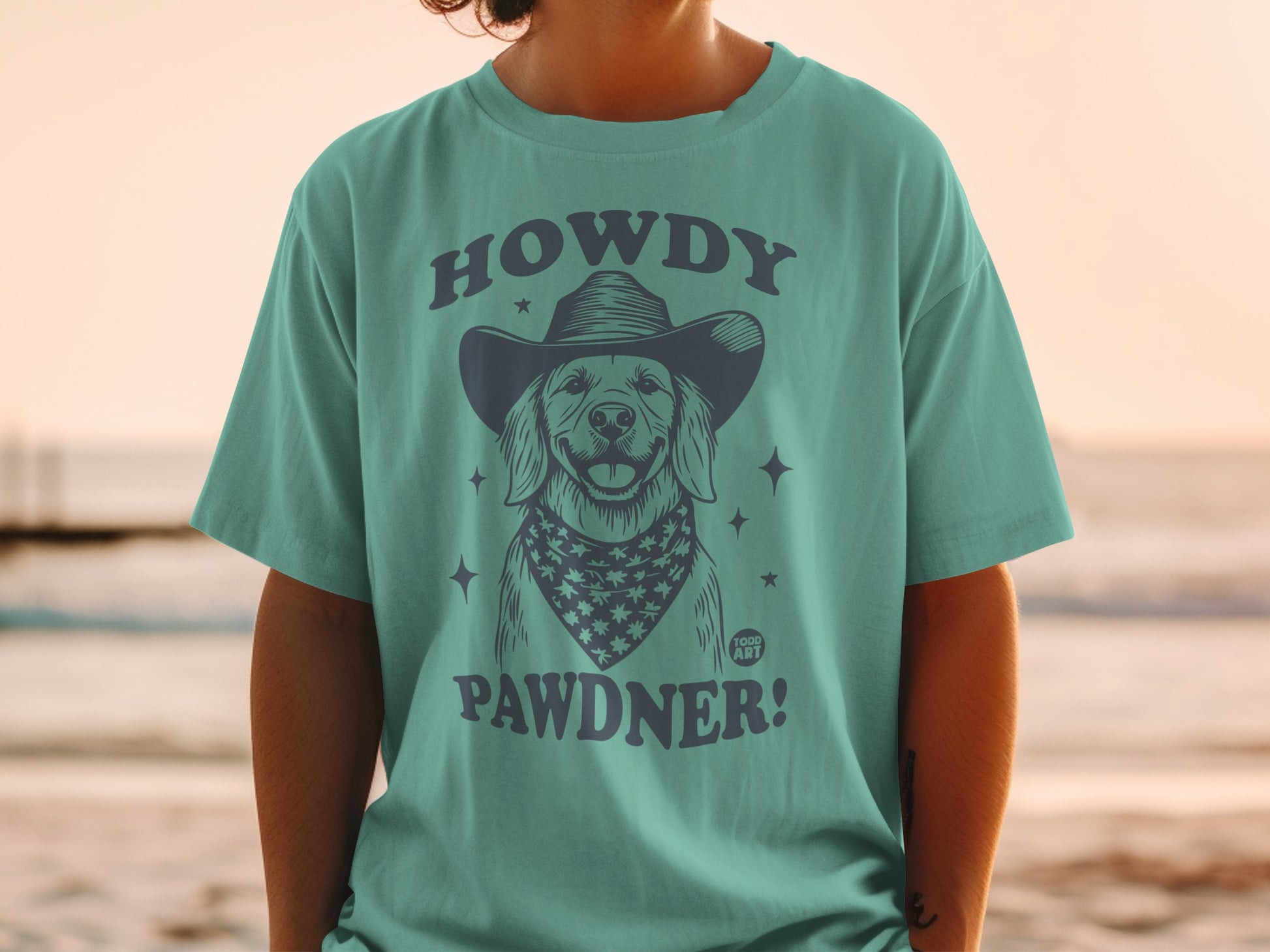 Howdy Pawdner Cowboy Dog Graphic T-Shirt Product