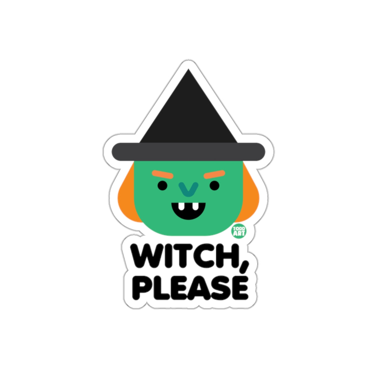 Witch Please Cute Green Witch Sticker Fun Halloween
