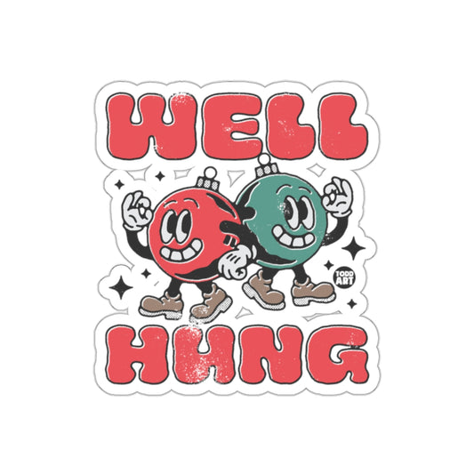 Well Hung Christmas Ornaments Sticker with Cartoon Characters