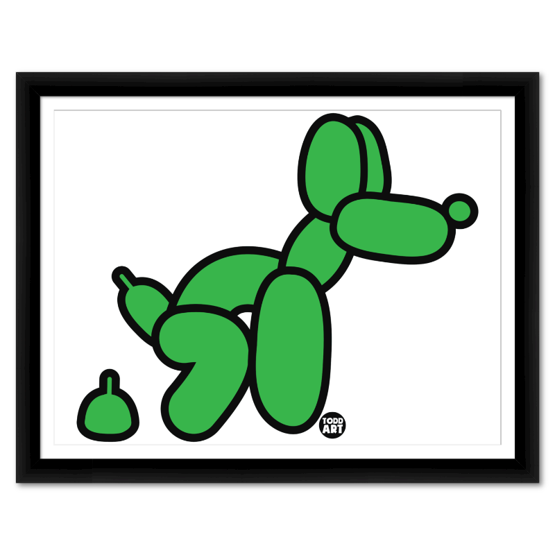 Green Balloon Dog framed contemporary pop art print by Todd Goldman